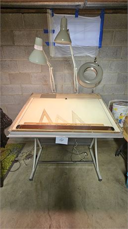 Adjustable Drafting Table With 3 Floating Lights & More