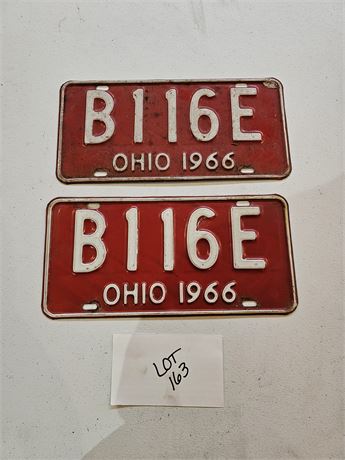 Vintage 1966 Ohio License Plate Set