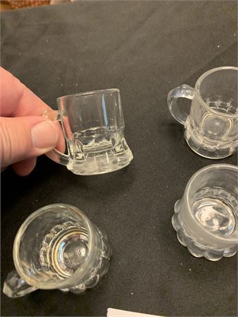 Vintage Federal Clear Glass Mini Beer Mug Shot Glass Set of 4