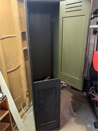 Green Wood Storage Locker With 2 Doors