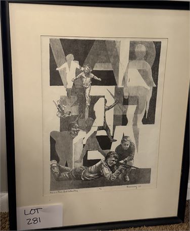 Hemenway Anti War Pencil Art Print War Is A Game That Children Play Signed