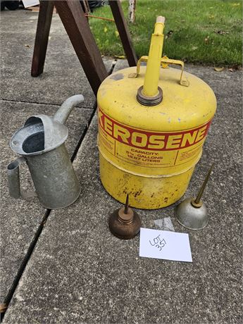 Metal Yellow Kerosene 5 Gal Tank / 2qt Oil Can & More