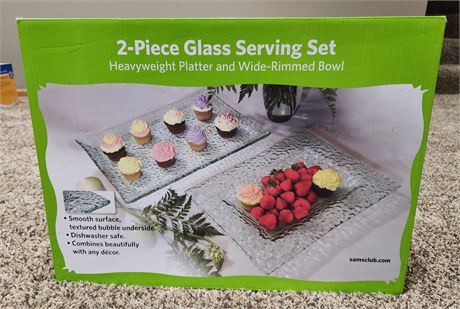 2 Piece Glass Serving Set