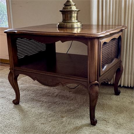 Rectangular Cane Sided Wooden End Table - 27 x 22 x 20.5"T