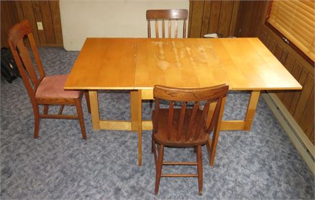 Drop Leaf Table, 3 Chairs