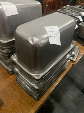 Square Stainless Steel Hotel Pans/Prep Food Storage Pans (Lot of 8)