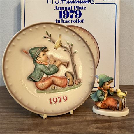 Hummel Goebel Singing Lesson Figurine TM5 & 1979 Annual Plate