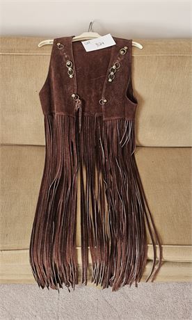 Vintage Authentic Leather Long Fringe Vest - 1960's Era