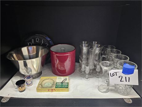 Office Mixed Bar Cleanout: Mugs/Cocktail Glasses & More