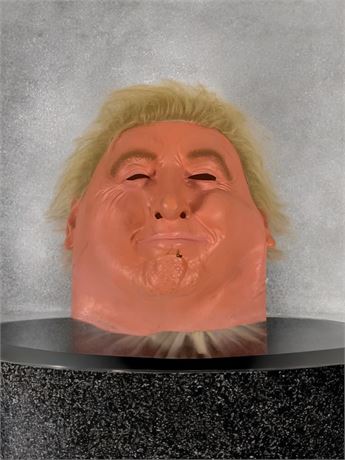 Rubber/Latex Donald J. Trump Smiling Halloween Mask - Orange Face W/Blond Hair