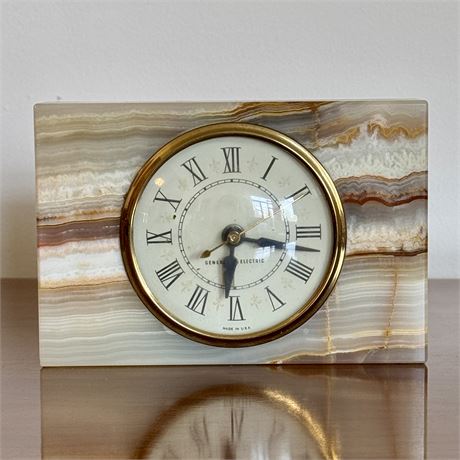 Vintage General Electric Marble Clock - 6 x 4 x 2.5"
