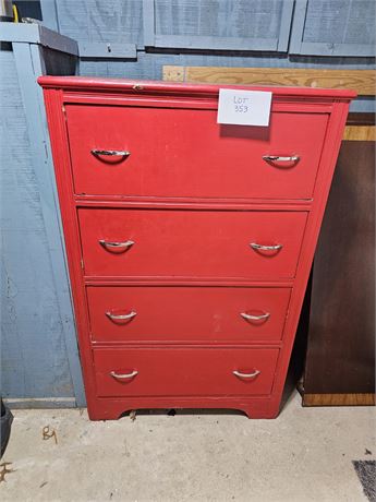 Vintage Painted Red Wood Dresser