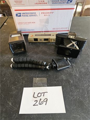 Mixed Camera Lot- Slide Viewer, Kodak Stylelite, Kodak Jiffy VP & More