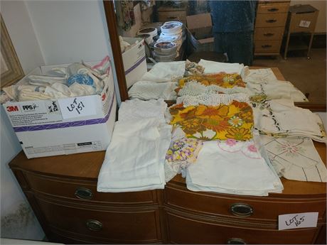 Vintage Mixed Table Cloths / Embroidered Pillow Cases & More