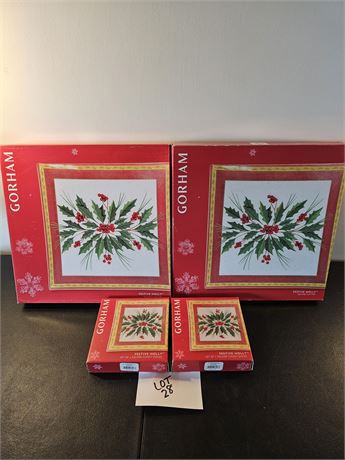 Gorham Festive Holiday Square Platters New In Box