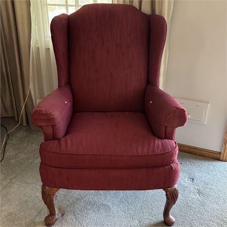 Clayton Marcus Burgundy Upholstered Wingback Chair