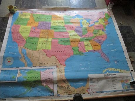 1990 Herf Jones Nystrom 60" United States Wall Map (pull Down)