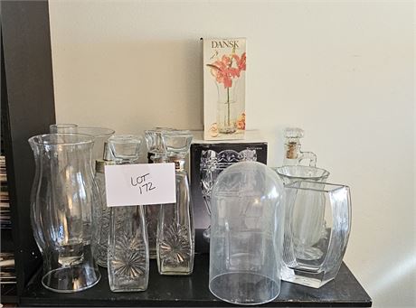 Mixed Glass Vases, Decanters, & More