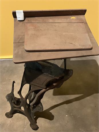 Antique Cast Iron & Wood Childrens School Desk