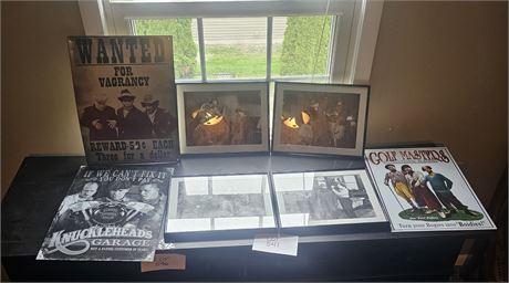 Three Stooges B&W 8x10's & Metal Signs