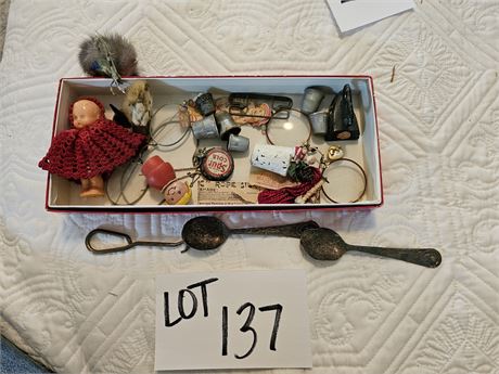 Vintage Mixed Miniature Lot: Gerber Spoons / Glasses / Thimbles & More