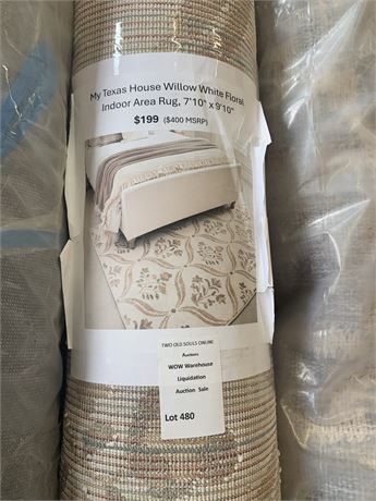 My Texas House Willow White Floral Indoor Area Rug 7'10 x 9'10