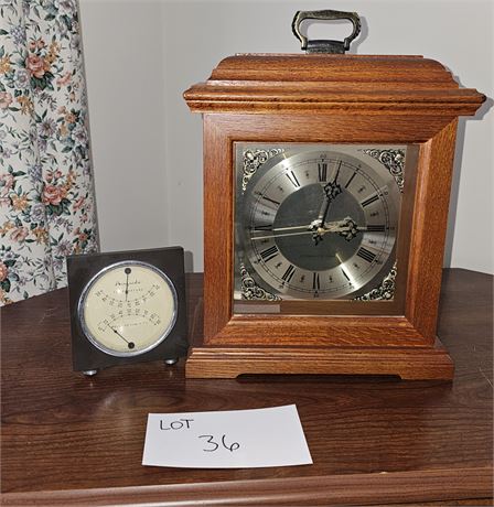 Westminster Chime Battery Op Wood Mantle Clock & Airguide