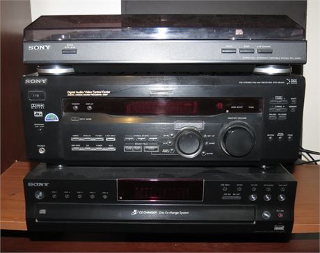 Sony Turntable, Receiver, 5 CD Changer