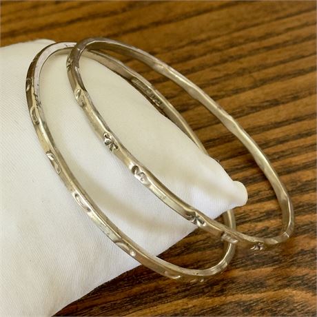 Mexico 925 Sterling Silver Moon & Stars Bangle Bracelets