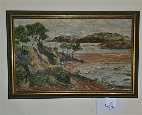 Signed Landscape Oil On Board