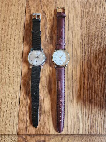 Timex Leather Band Watch & Silver Brand Leather Band Watch