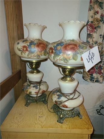 (2) Matching Hand Painted Gone with the Wind Lamps