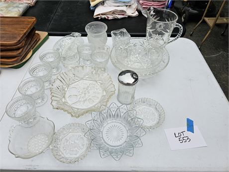 Mixed Glass Lot: Bowls / Pitcher / Sherbets & More