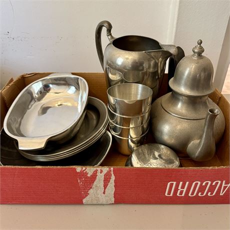 Kirk, Pilgrim, Carson & More Mixed Pewter Box Lot