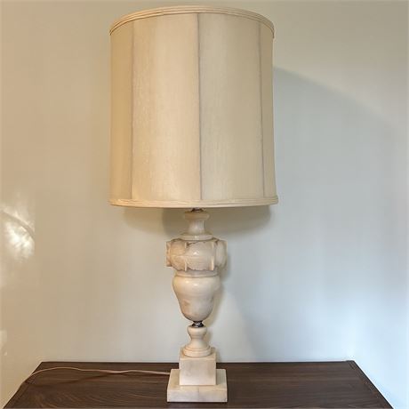 Large Alabaster Table Lamp w/ Drum Shade
