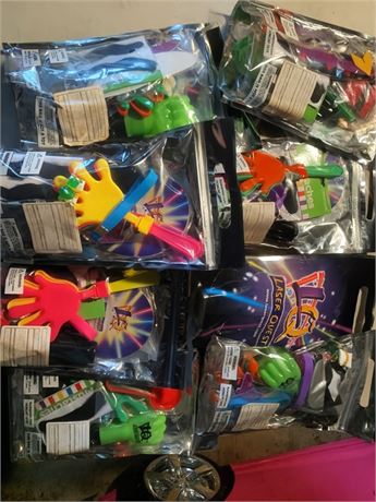 Laser Quest Party Favor Goody Bags - Sticky Flex Grabber Hands, Mini Mustaches