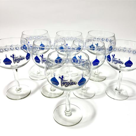 Circa 1960's Tangier Restaurant Sultan Cabernet Wine Glasses Set