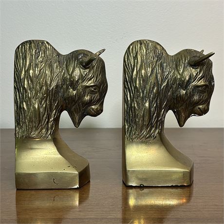Vintage Brass Buffalo Bookends