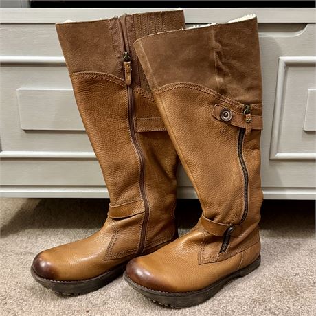 Women's EARTH Almond Leather Riding Boots w/ Kalso Technology - Size 6.5