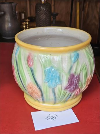 Vintage Heavy Pottery Iris Pot