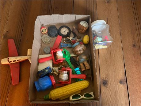 Junior Fire Marshal & Police Badges, Toy Plane, Action Figures, Tire Compass