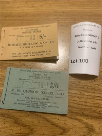 Nyasaland Postage Stamp Booklets Set of 2 -  2/6 &  5/- Denominations