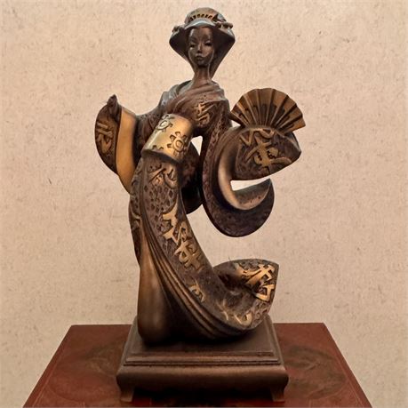 Geisha Fan Dancer - Alexander A. Danel Design for Austin Sculptures - 19.5"T