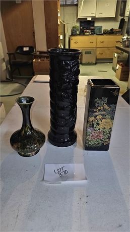 Drip Glaze Pottery Vase, Black Lilly Vase, Asian Inspired Vase