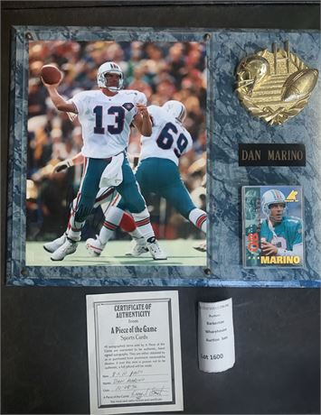 Framed Dan Marino Photographic Print & Memorabilia Card W/COA