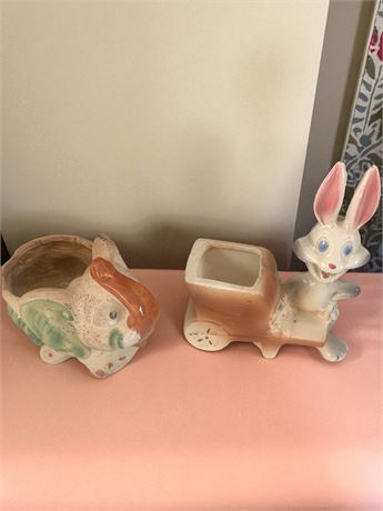 Bugs Bunny Looney Tunes Ceramic Planter & Ceramic Elephant Planter