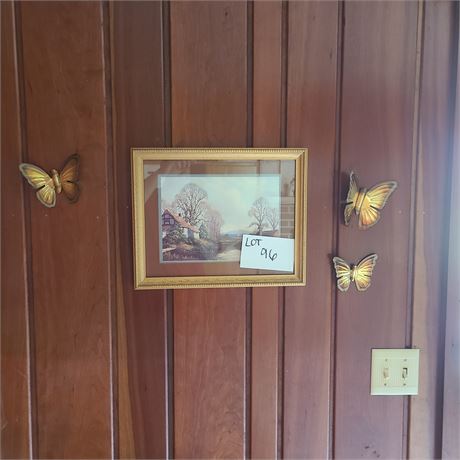 Homco Cottage Print & Butterfly Decor