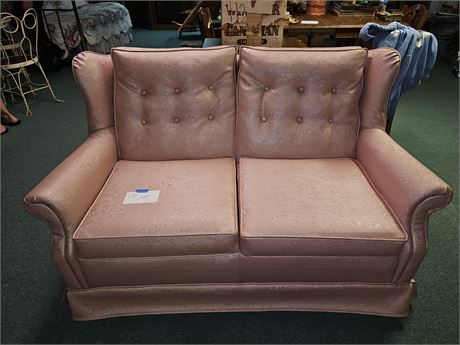 Vintage MCM Pink Floral Loveseat