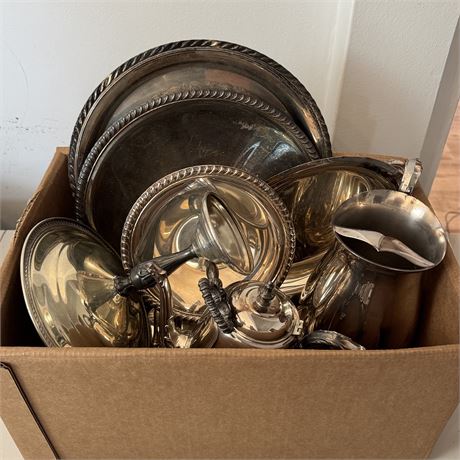 Gorham, Poole & More Mixed Silver Plate Box Lot