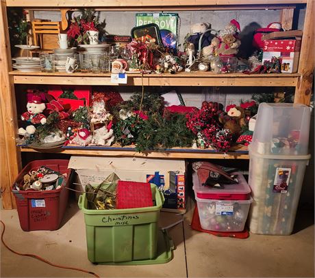 Large Beautiful Christmas Cleanout: Dinnerware/Lighting/Ornaments/Ribbon/Tree